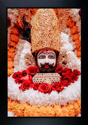 FIKA Khatu Shyam Ji Photo Frame 8x12 Divine Floral Decorated Wall Art for Pooja Room Religious Frame
