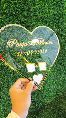 inventoo Heart Shape Couple Thumb Gift|Finger Print Gift Best Gift For Marriage Couples 12 inch Heart Shape Thumb Print(Golden)