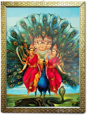 SATAK Nav Durga Maa, Vaishno Devi, Chintpurni 9 Form1 Wooden Photo Framed Digital Reprint 12 inch x 9.7 inch Painting(With Frame)