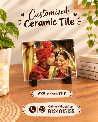 Top Star Printz PHOTO PRINT ON CERAMIC TILE 6x8 inches 8 inch Send your photo to display whatsapp number(Black)