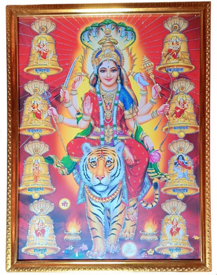 Vishwaskart Navdurga Photo Frame Glossy 12 inch Wall Hanging Photo Frame(Rad, Yellow, Blue)