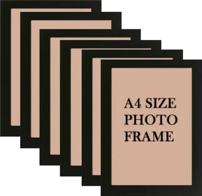 ag pro comfort A4 Size Wood Wall Photo Frame 8 x 12 inch Wall Hanging(Black 6 Photo A4)