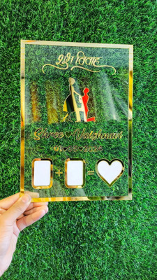 inventoo Best for Marriage,Engagement,Wedding, Anniversary Finger Print Gift| 8 inch Wedding Thumb Print, Send Photo on 8989650192 and call for any details)(Goldern)
