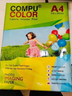 COMPU COLOR Resin Coated Glossy 265GSM (4x6 inch, 100 Sheets, Pack of 1) Unruled A4 265 gsm Photo Paper(Set of 1, White)