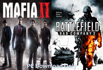 Mafia 2 and Battlefield: Bad Company 2 Top 2 Action Game (Offline Only) (No DVD) (Regular)(Action Adventure, for PC)