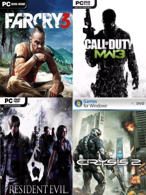 Farcry 3, Call of Duty MW 3, Resident Evil 6, Crysis 2 Top Four Game Combo (Offline Only) (Regular)(Action Adventure, for PC)