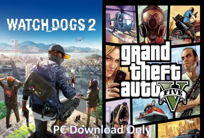 Watch Dogs 2 and Gta 5 Top Two Game Combo (Offline Only) (No DVD) (Regular)(Action and Open World, for PC)