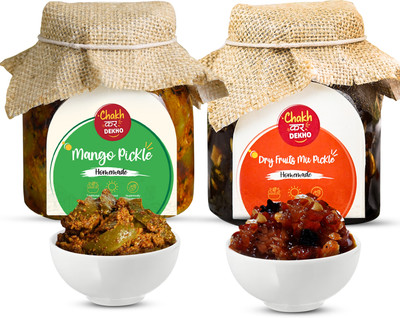 Chakh Kar Dekho Tangy & Sweet Fusion of Mango, Cashews, Almonds, Raisins, and Spices Mango, Dry Fruit Pickle(2 x 475 g)