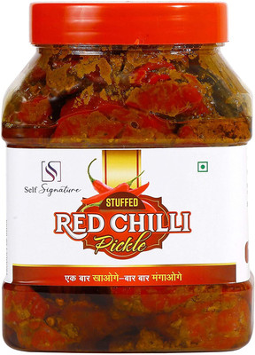self signature Organic Stuffed Banarasi Red Chilli Pickle, Mirchi Ka Achaar Red Chilli Pickle(900 g)