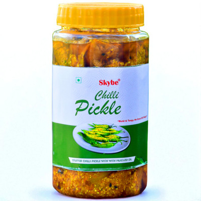 SKYBE Authentic Green Chilli Pickle | Tangy Spicy Homemade Flavor | 500g Green Chilli Pickle(500 g)