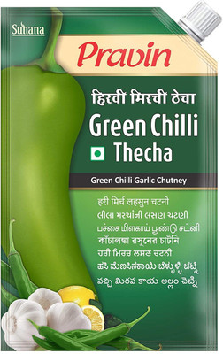 pravin Pickles Green Chilli Thecha 100g Pouch - Pack of 4 Green Chilli Pickle(4 x 100 g)