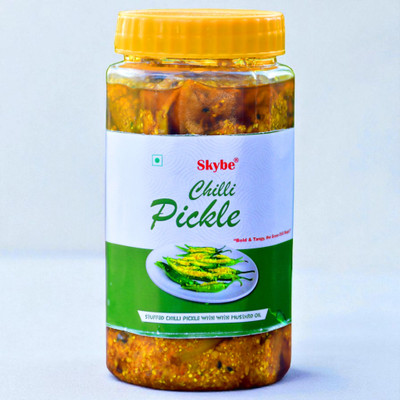 SKYBE Desi Style Hari Mirch Ka Achar | Premium Quality Green Chilli Pickle(500 g)