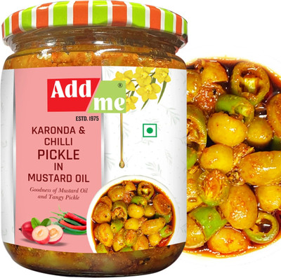 Add me Mixed Pickle of Karonda Chili Mix Pickles 500g Mirchi AUR karonde ka achar Glass Pack Green Chilli Pickle(500 g)