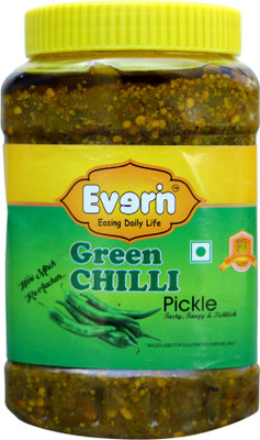 Everin Tasty Tangy and Ticklish Green Chilli 1kg pack 1 Green Chilli Pickle(1 kg)