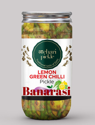 ACHARI PICKLES Banarasi Lemon+Green Chilli Pickle-Banarasi Style-Neembu Harimirch Achar/Achaar Lemon, Green Chilli Pickle(400 g)
