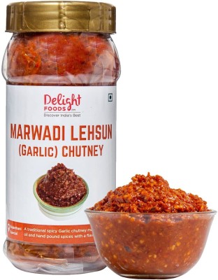 Delight Foods Rajasthani Marwari Pickles - Lehsun Chutney 300g | Achaar | Garlic Chatni Gunda, Lesua Pickle(300 g)