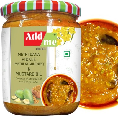 Add me Hing Methi Pickle 500G Mango Pickles methiya Dana heeng ka North Indian achar Chutney, Paste and Marinade Glass Pack Mango Pickle(500 g)