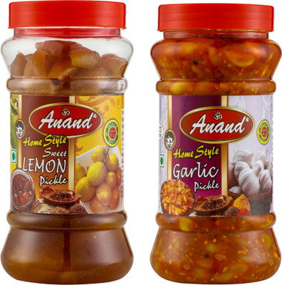 ANAND Home Made Sweet Lemon Pickle and Garlic Pickle Combo (400 Grams Each) Lime, Garlic Pickle(2 x 400 g)