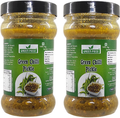 GREEN PIECE Green Chilli Pickle 500gm (Pack of 2) Green Chilli Pickle(2 x 500 g)