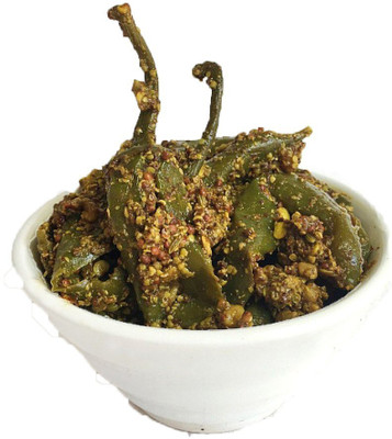 Medhyata Homemade Rajasthani Green Chilli Pickle (Athana mirch ka achar) ( Without Oil ) Green Chilli Pickle(400 g)