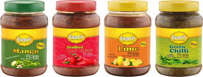 Everin Tasty Tangy and Ticklish Mango,Red Chilli,Lime and Green Chilli Mango, Red Chilli, Lemon, Green Chilli Pickle(4 x 62.5 g)