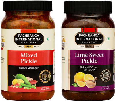 Achar Pachranga 2 in 1 Pickle Combo : Mixed Pickle 800gm, Lime Sweet Pickle 1kg Mixed, Lime Pickle(1.8 kg)