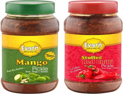 Everin Tasty Tangy and Ticklish Mango and Red Chilli Mango, Red Chilli Pickle(2 x 125 g)