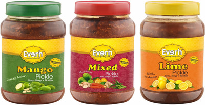 Everin Tasty Tangy and Ticklish Mango,Mixed and Lime Mango, Mixed, Lemon Pickle(3 x 83.33 g)