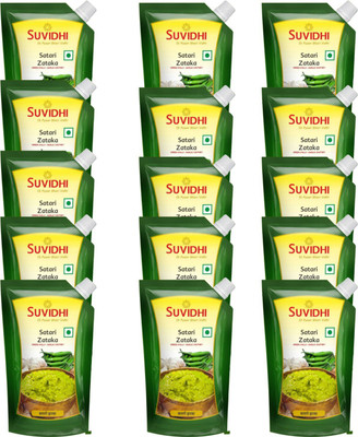 Suvidhi Satari thecha Pichku (Pack of 15) Green Chilli, Garlic Pickle(15 x 0.1 kg)