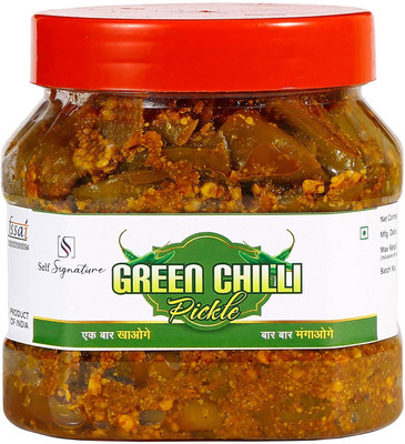 self signature Green Chilli Pickle, Hari Mirchi Ka Achaar Garlic Pickle(500 g)