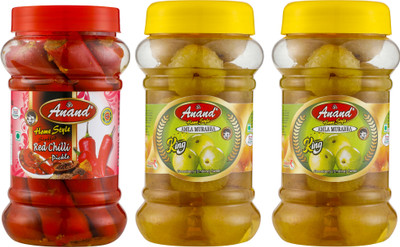 ANAND Home Made Red Chilli and 400gm Amla Pickle x2 Combo (400 Grams Each) pack of 3 Amla, Red Chilli Pickle(3 x 266.67 g)