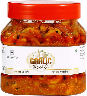 self signature Homemade Garlic Pickle, Lahasun Ka Achaar, Marwadi Tadka Best Quality Garlic Pickle(500 g)