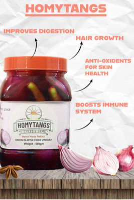 Homytangs Homemade Onion Apple Cider Vinegar Ghar ka Sirke Vinegar Wala Achar Onion, Apple Pickle(500 g)