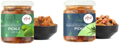 pind COMBO PICKLE 2 IN 1, HOMEMADE RAJASTHANI MANGO PICKLE, KASHMIRI GREEN CHILLI PICKLE, PINDDA ACHAAR, 200GM EACH Mixed Pickle(2 x 200 g)