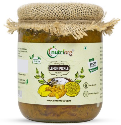 Nutriorg Ready To Eat Nimbu Ka Achar, Hygienically Packed, Homemade Recipe Oil-Free Salty Lemon Pickle(500 g)