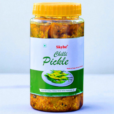 SKYBE Desi Style Hari Mirch Pickle Made with Natural Indian Spices Green Chilli Pickle(500 g)