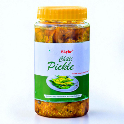 SKYBE 58. Spicy Tangy Green Chilli Pickle | Homemade Traditional Taste | 500g Green Chilli Pickle(500 g)