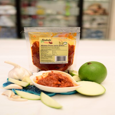 Siaksh Special Tasty Mango garlic pickle Fresh Achar Mango, Garlic Pickle(250 g)