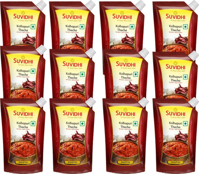 Suvidhi Kolhapuri thecha Pichku (Pack of 12) Garlic, Red Chilli Pickle(12 x 0.1 kg)