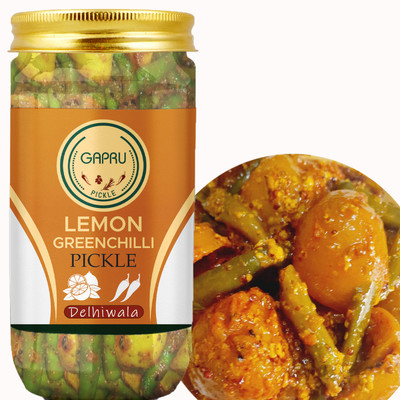 Gapru Delhiwala Lemon+ Green Chilli Pickle-Neembu Harimirch Ka Achar 400 GM Lemon Pickle(400 g)