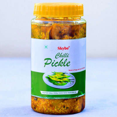 SKYBE Homemade Style Mirchi Achaar | Pure Masala Blend Green Chilli Pickle(500 g)