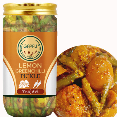 Gapru Punjabi Lemon+ Green Chilli Pickle- Punjabi -Neembu Harimirch Ka Achar 400 GM Lemon Pickle(400 g)