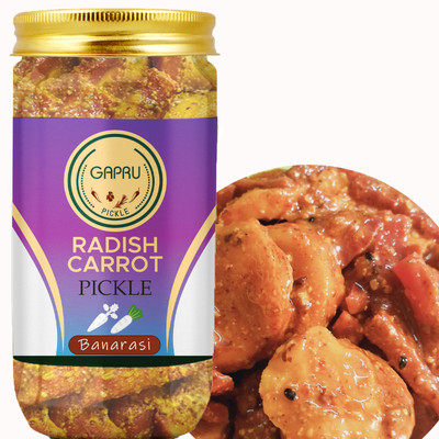 Gapru Banarasi Radish Carrot Pickle Home Made Gajar Mooli ka Achar 400GM Mixed Vegetable Pickle(400 g)