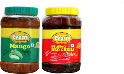 Everin Tasty Tangy and Ticklish Mango and Red Chilli Mango, Red Chilli Pickle(2 x 125 g)