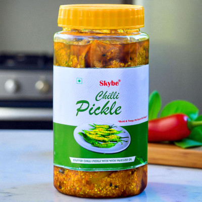 SKYBE Desi Indian Green Chilli Pickle | Spicy Homemade Authentic Traditional Flavour Green Chilli Pickle(500 g)