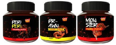 PICKLE FRESH Chicken Prawn Mutton Pickle Combo | Spicy | 250gms each | No Preservatives Added Chicken, Mutton, Prawn Pickle(3 x 250 g)