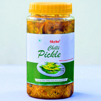 SKYBE Pure Homemade Hari Mirch Pickle with Fresh Tangy Indian Taste Green Chilli Pickle(500 g)