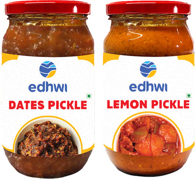 edhwi Organic Pickle Combo Dates, Lemon Pickle(2 x 400 g)