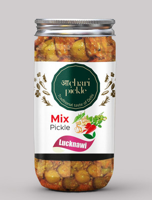 ACHARI PICKLES Homemade Mix Pickle- Lucknawi Style-Mix Achar/Achaar Mother Recipe Garlic, Ginger, Carrot, Tenti Pickle(400 g)