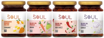 SOUL Pack Of 4 Chhundo Pickle Red Chilli Pickle Garlic Pickle Mixed Pickle(4 x 270 g)